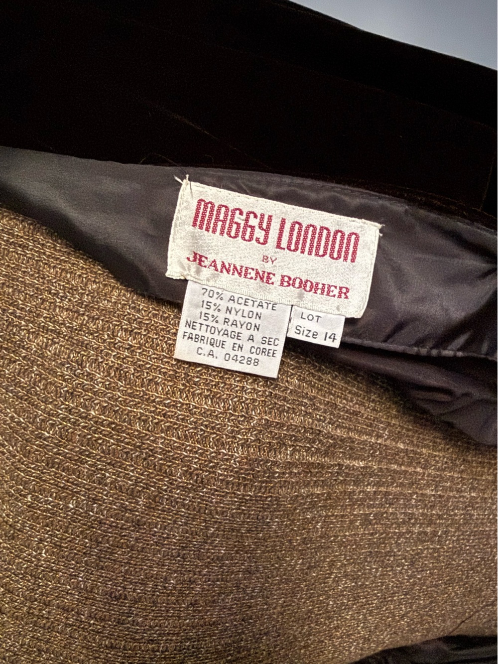Vintage 80s Maggie London Velvet Bow Cocktail Dress Size 14 - Picture 5 of 7